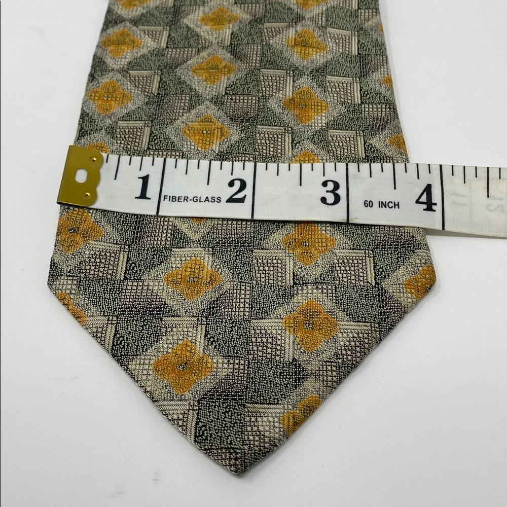 Robert Talbott Geometric Green and Orange Tie Imported Silk Made in USA
